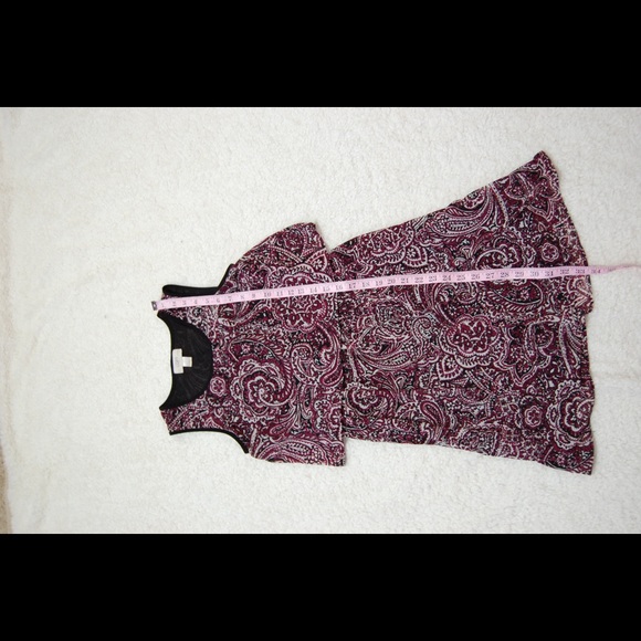 Loft Paisley Floral Sleeveless Tiered Red Dress - Picture 3 of 7